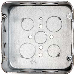 Cooper Crouse-Hinds TP554 Electrical Outlet Box Steel, Square, 4-11/16" OAH, 4-11/16" OAW, 2-1/8" OAD, 1 Gang