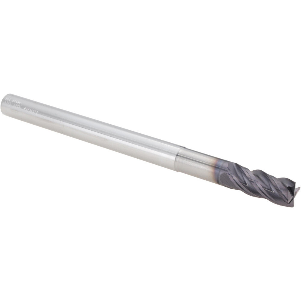 Kyocera SGS Precision Tools 36460 Corner Radius End Mill 7/16" Dia, 1" LOC, 0.0200" Radius, 4 Flute, Solid Carbide