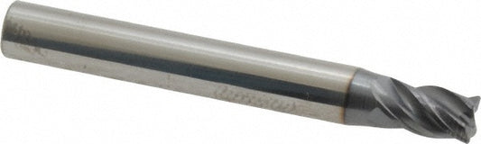Kyocera SGS Precision Tools 36508 Corner Radius End Mill 0.2188" Dia, 3/8" LOC, 0.0150 to 0.0200" Radius, 4 Flutes, Solid Carbide