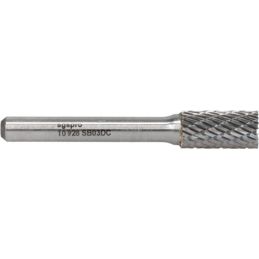 Kyocera SGS Precision Tools 10928 Abrasive Burr SB-3, 3/8" Cut Dia, Cylinder With End Cut, Double Cut