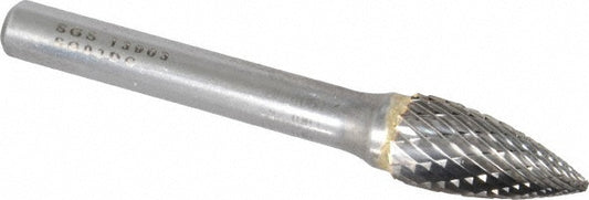 Kyocera SGS Precision Tools 13903 Abrasive Burr SG-3, 3/8" Cut Dia, Tree With Pointed End, Double Cut
