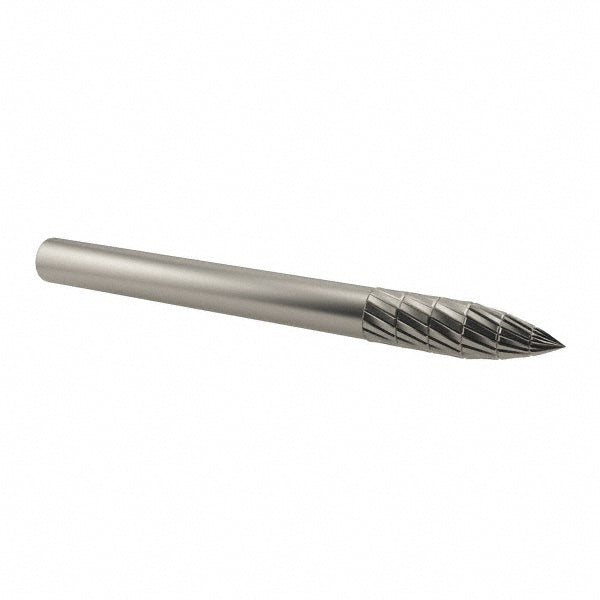 Kyocera SGS Precision Tools 14203 Abrasive Burr SG-43, 1/8" Cut Dia, Tree With Pointed End, Double Cut