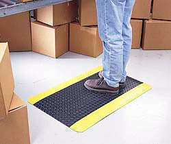 Wearwell 495.1516X3X5BYL Anti-Fatigue Mat 5' Long, 3' Wide, 15/16 Thick, Vinyl, Beveled Edges, Medium-Duty