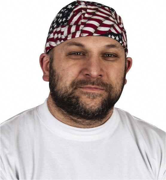 OccuNomix TN6-WAV Tie Hat Size Universal, Blue, Red & White, Elastic Fit & Terry Sweatband