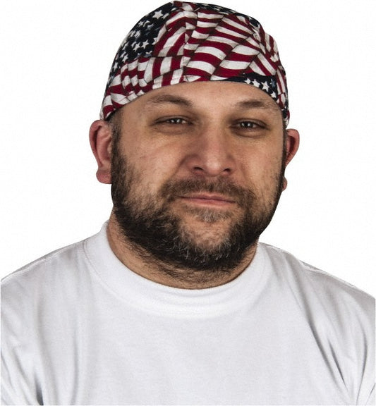 OccuNomix TN6-WAV Tie Hat Size Universal, Blue, Red & White, Elastic Fit & Terry Sweatband
