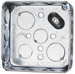 Cooper Crouse-Hinds TP414 Electrical Outlet Box Steel, Square, 4" OAH, 4" OAW, 1-1/2" OAD, 1 Gang