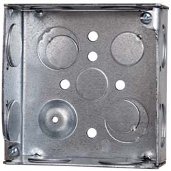 Cooper Crouse-Hinds TP467 Electrical Outlet Box Steel, Square, 4" OAH, 4" OAW, 1-1/2" OAD, 1 Gang