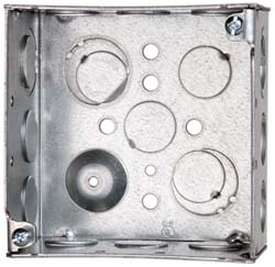 Cooper Crouse-Hinds TP403 Electrical Outlet Box Steel, Square, 4" OAH, 4" OAW, 2-1/8" OAD, 1 Gang