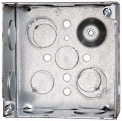 Cooper Crouse-Hinds TP432 Electrical Outlet Box Steel, Square, 4" OAH, 4" OAW, 2-1/8" OAD, 1 Gang