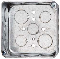 Cooper Crouse-Hinds TP434 Electrical Outlet Box Steel, Square, 4" OAH, 4" OAW, 2-1/8" OAD, 1 Gang