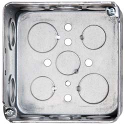 Cooper Crouse-Hinds TP438 Electrical Outlet Box Steel, Square, 4" OAH, 4" OAW, 2-1/8" OAD, 1 Gang