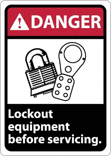 AccuformNMC DGA18R Sign Rectangle, "Danger - Lock Out Equipment Before Servicing"