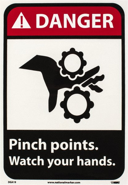 AccuformNMC DGA19P Accident Prevention Sign Rectangle, "Danger, Pinch points watch your hands."