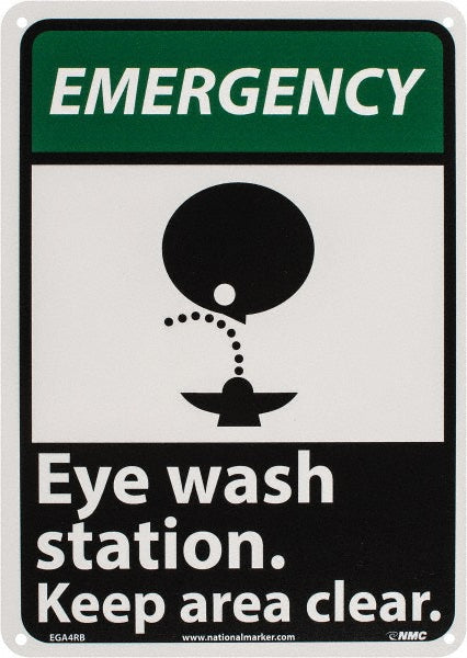 AccuformNMC EGA4RB First Aid Sign Rectangle, "Eye wash station. Keep area clear."