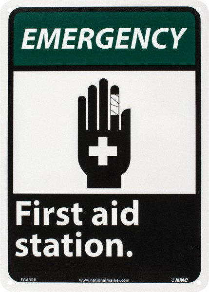 AccuformNMC EGA3RB First Aid Sign Rectangle, "FIRST AID STATION"