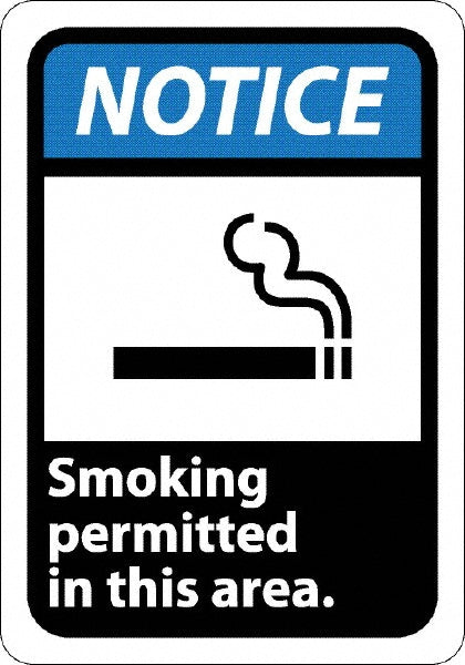 AccuformNMC NGA3R Sign Rectangle, "Notice - Smoking Permitted in This Area"