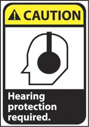 AccuformNMC CGA5P Accident Prevention Sign Rectangle, "Caution, HEARING PROTECTION REQUIRED"