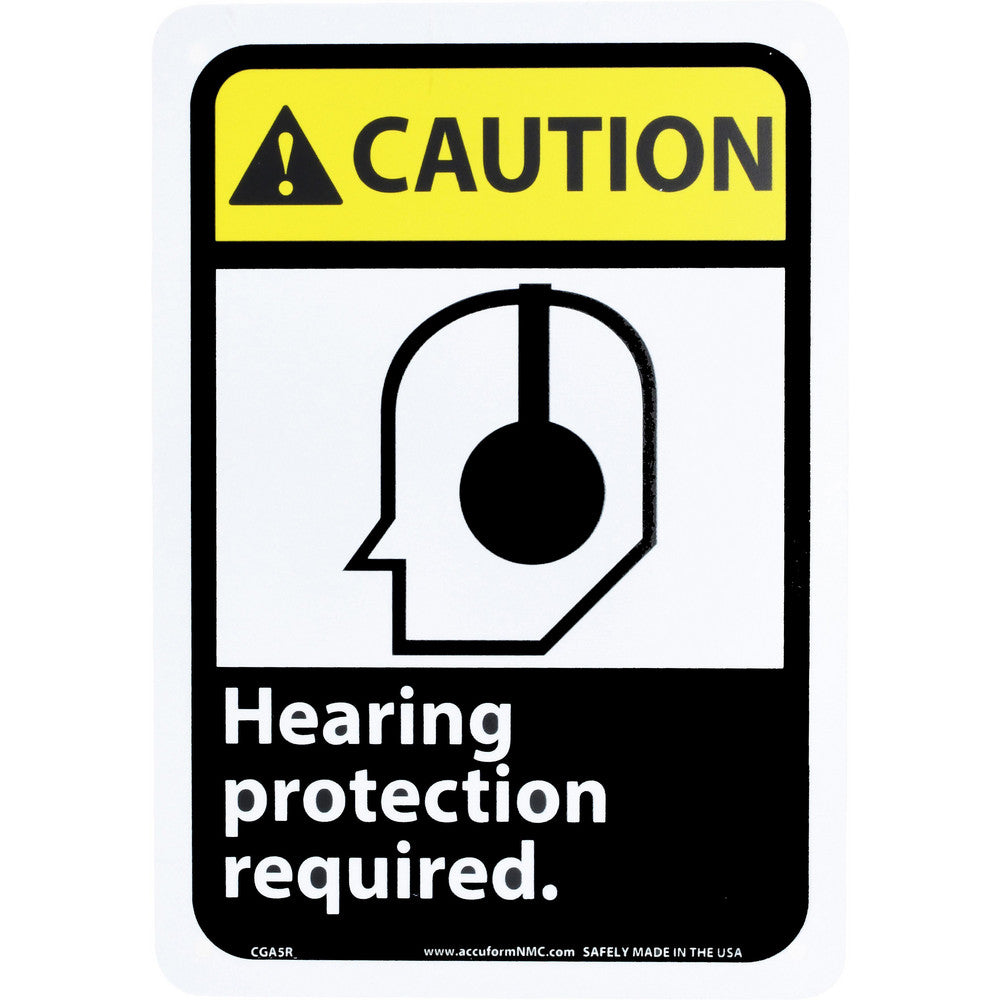 AccuformNMC CGA5R Sign Rectangle, CAUTION, Caution - Hearing Protection Required