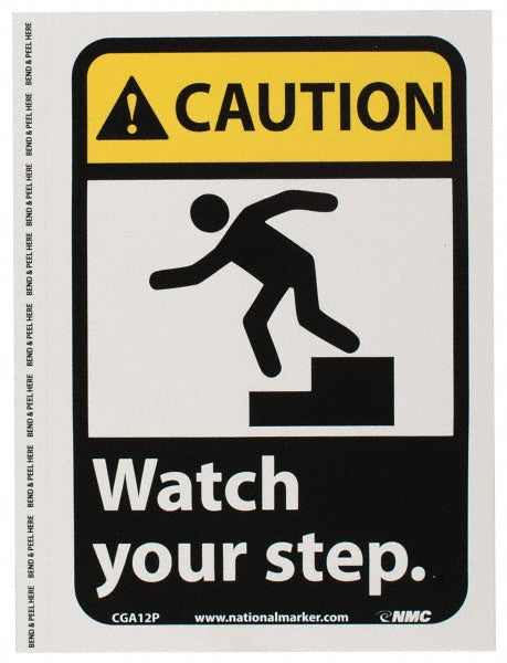 AccuformNMC CGA12P Accident Prevention Sign Rectangle, "Caution, WATCH YOUR STEP"