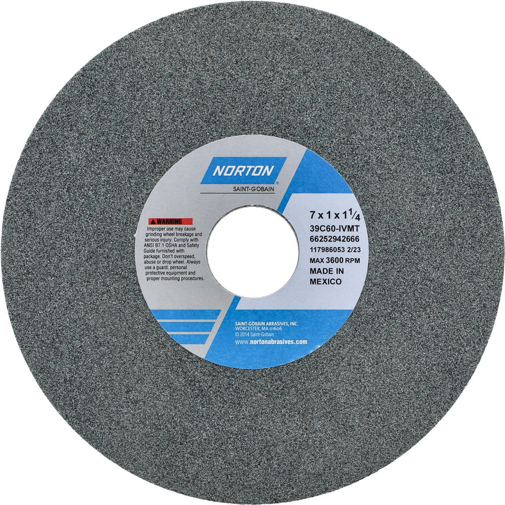Norton 66252942666 Surface Grinding Wheel 7" Dia, 1" Thick, 1-1/4" Hole, 60 Grit, I Hardness