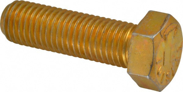 HHCS Made In USA 39174 Hex Head Cap Screw 3/4-10 x 2-1/2", Grade 8 Steel, Zinc Yellow Dichromate Finish