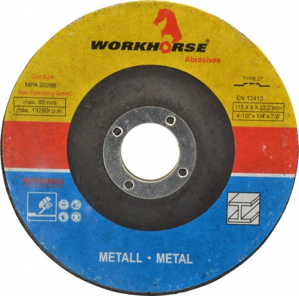 CGW Abrasives 35620 Depressed Center Wheel Type 27, 4-1/2" Dia, Aluminum Oxide