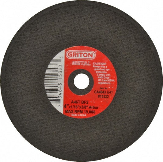 Value Collection CA4043U41 Cut-Off Wheel 4" Dia, 1/16" Thick, 3/8" Hole, Aluminum Oxide