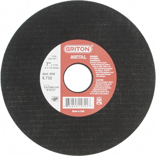 Value Collection CA7049U41 Cut-Off Wheel 7" Dia, 1/16" Thick, 1-1/4" Hole, Aluminum Oxide
