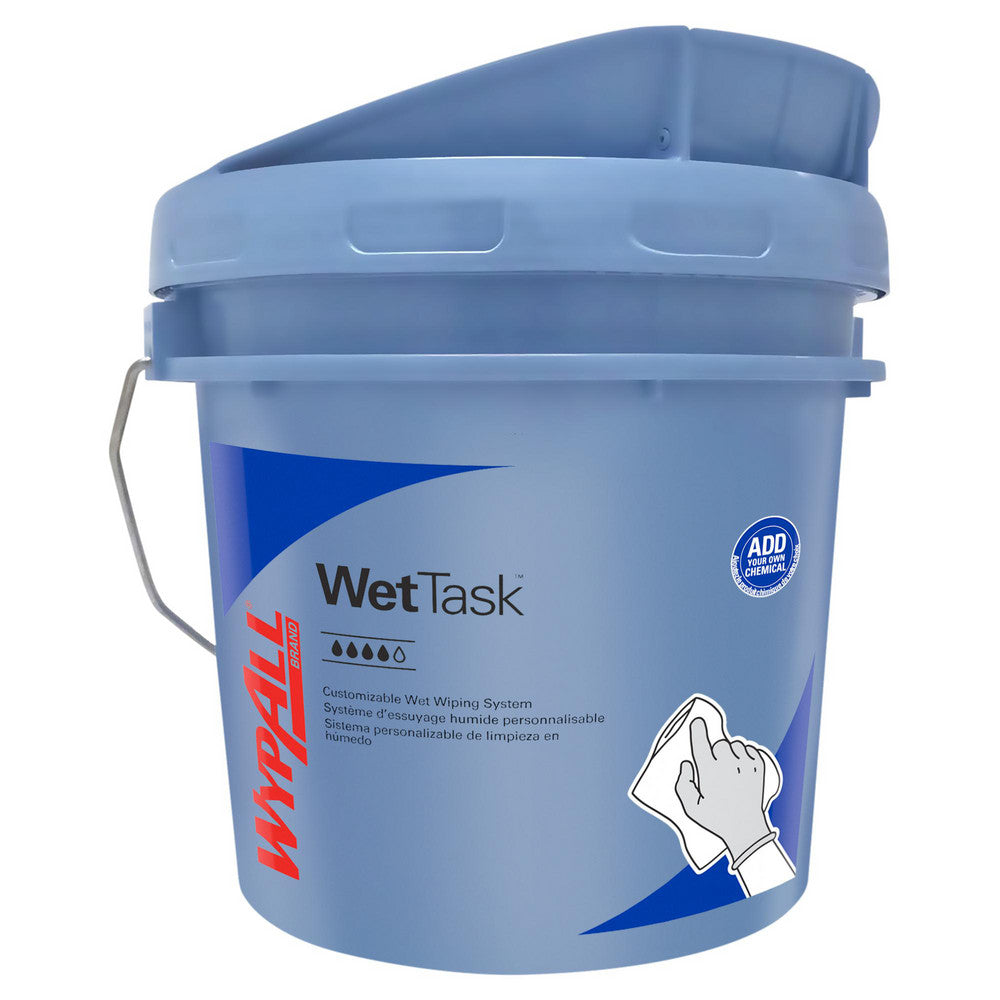 WypAll 09361 WetTask Customizable Wet Wiping System Bucket, Large 3.5 Gallon Buckets with Lids, Blue