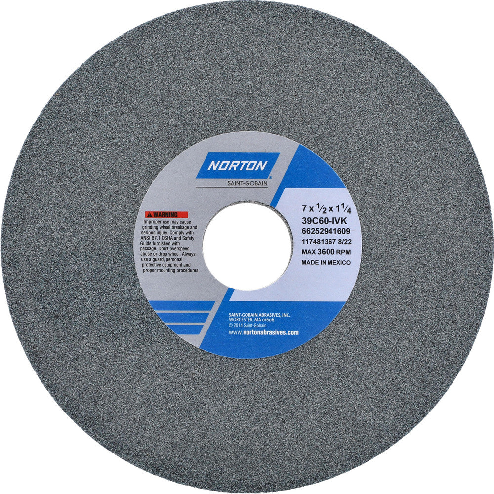 Norton 66252941609 Surface Grinding Wheel 7" Dia, 1/2" Thick, 1-1/4" Hole, 60 Grit, I Hardness