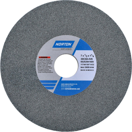 Norton 66252941609 Surface Grinding Wheel 7" Dia, 1/2" Thick, 1-1/4" Hole, 60 Grit, I Hardness
