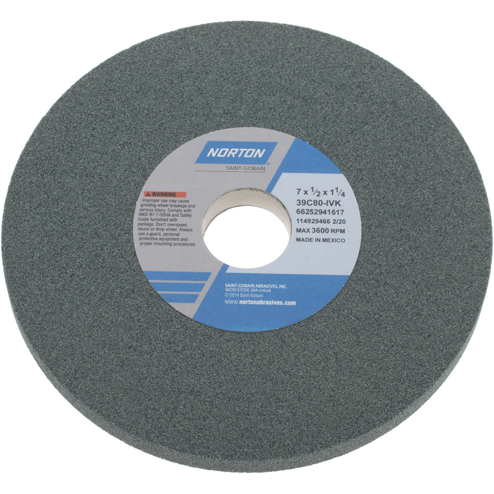 Norton 66252941617 Surface Grinding Wheel 7" Dia, 1/2" Thick, 1-1/4" Hole, 80 Grit, I Hardness