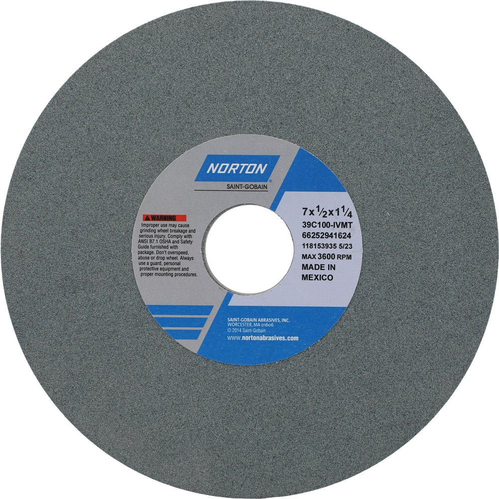 Norton 66252941624 Surface Grinding Wheel 7" Dia, 1/2" Thick, 1-1/4" Hole, 100 Grit, I Hardness