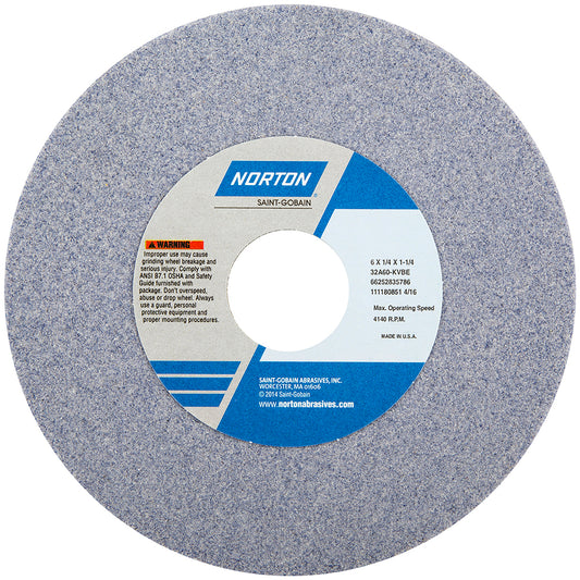Norton 66252835786 Surface Grinding Wheel 6" Dia, 1/4" Thick, 1-1/4" Hole, 60 Grit, K Hardness