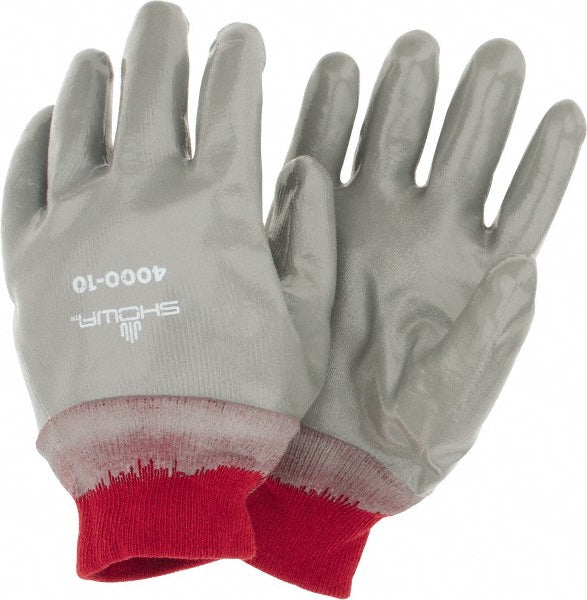 SHOWA 4000-10 General Purpose Work Gloves Large, Nitrile Coated, Cotton