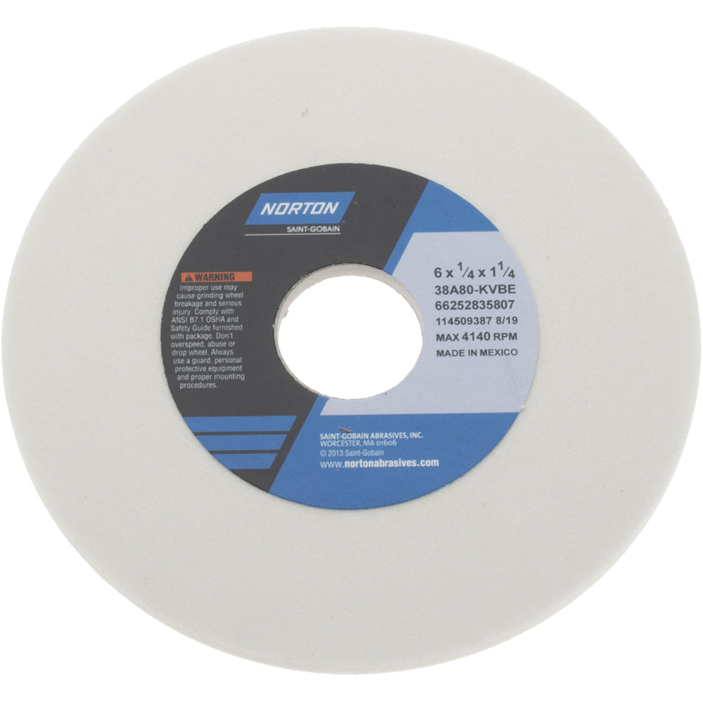 Norton 66252835807 Surface Grinding Wheel 6" Dia, 1/4" Thick, 1-1/4" Hole, 80 Grit, K Hardness