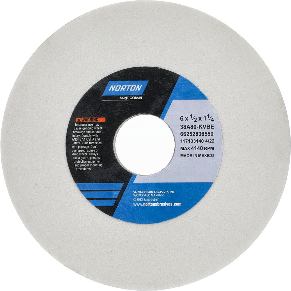 Norton 66252836550 Surface Grinding Wheel 6" Dia, 1/2" Thick, 1-1/4" Hole, 80 Grit, K Hardness