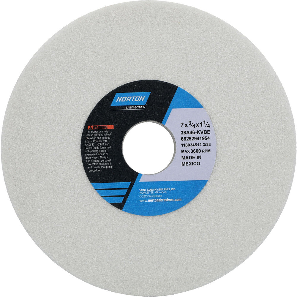 Norton 66252941954 Surface Grinding Wheel 7" Dia, 3/4" Thick, 1-1/4" Hole, 46 Grit, K Hardness
