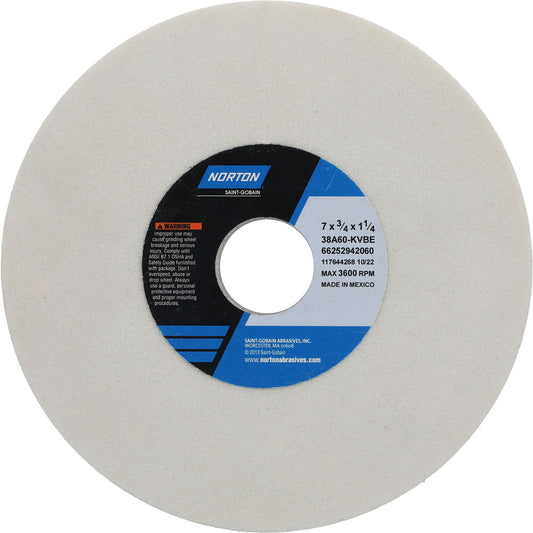Norton 66252942060 Surface Grinding Wheel 7" Dia, 3/4" Thick, 1-1/4" Hole, 60 Grit, K Hardness