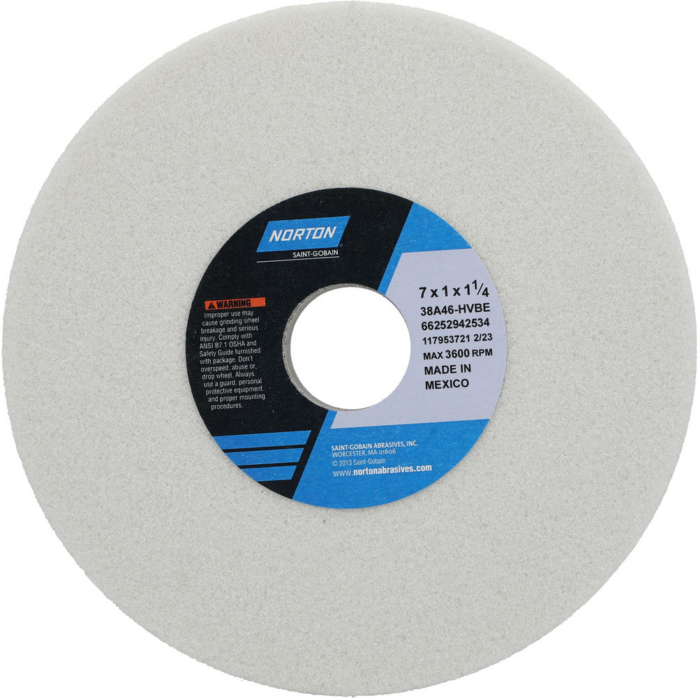 Norton 66252942534 Surface Grinding Wheel 7" Dia, 1" Thick, 1-1/4" Hole, 46 Grit, H Hardness