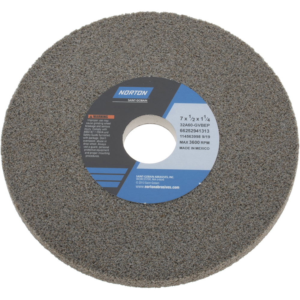 Norton 66252941313 Surface Grinding Wheel 7" Dia, 1/2" Thick, 1-1/4" Hole, 60 Grit, G Hardness