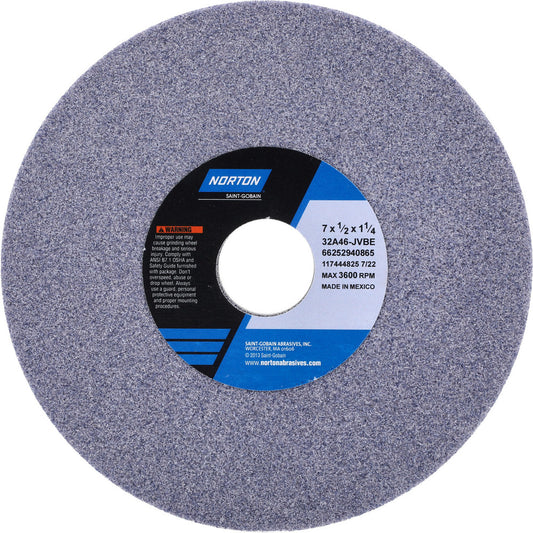 Norton 66252940865 Surface Grinding Wheel 7" Dia, 1/2" Thick, 1-1/4" Hole, 46 Grit, J Hardness