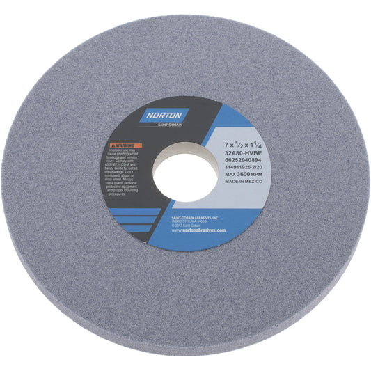 Norton 66252940894 Surface Grinding Wheel 7" Dia, 1/2" Thick, 1-1/4" Hole, 80 Grit, H Hardness