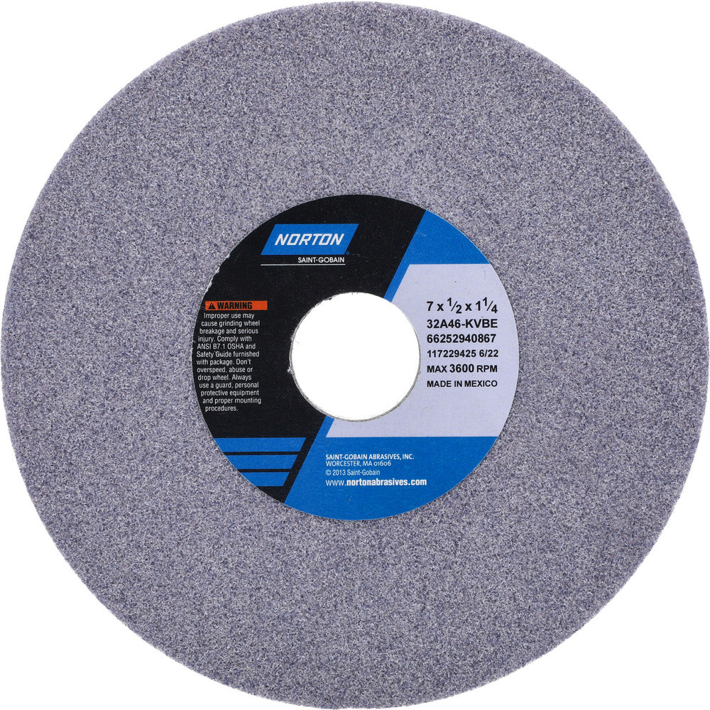 Norton 66252940867 Surface Grinding Wheel 7" Dia, 1/2" Thick, 1-1/4" Hole, 46 Grit, K Hardness