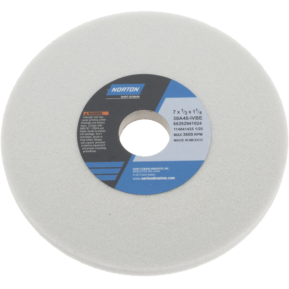 Norton 66252941024 Surface Grinding Wheel 7" Dia, 1/2" Thick, 1-1/4" Hole, 46 Grit, I Hardness