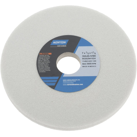 Norton 66252941024 Surface Grinding Wheel 7" Dia, 1/2" Thick, 1-1/4" Hole, 46 Grit, I Hardness
