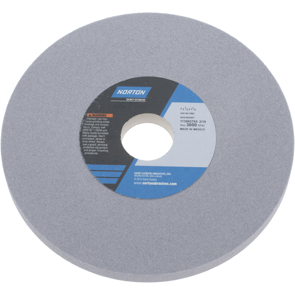Norton 66252940907 Surface Grinding Wheel 7" Dia, 1/2" Thick, 1-1/4" Hole, 100 Grit, I Hardness