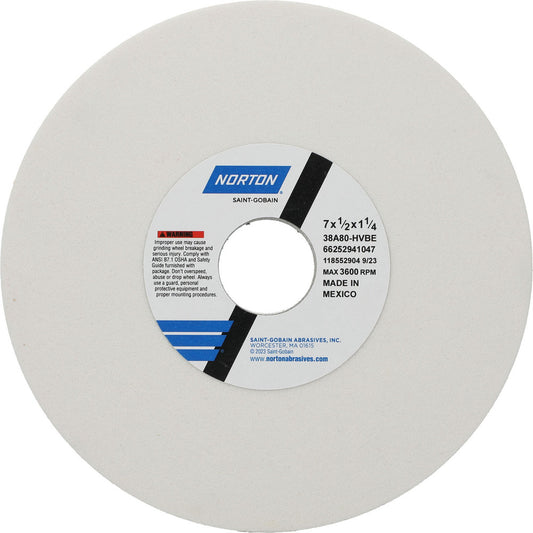 Norton 66252941047 Surface Grinding Wheel 7" Dia, 1/2" Thick, 1-1/4" Hole, 80 Grit, H Hardness