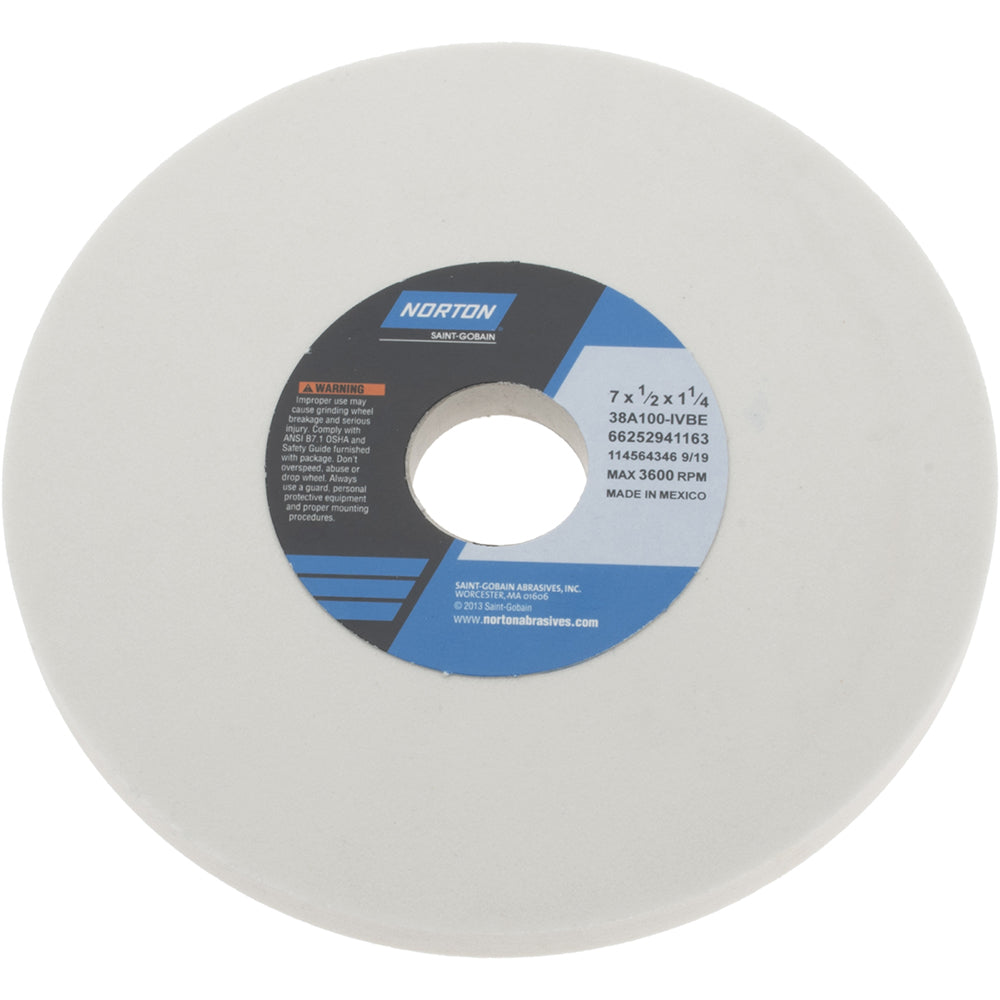 Norton 66252941163 Surface Grinding Wheel 7" Dia, 1/2" Thick, 1-1/4" Hole, 100 Grit, I Hardness