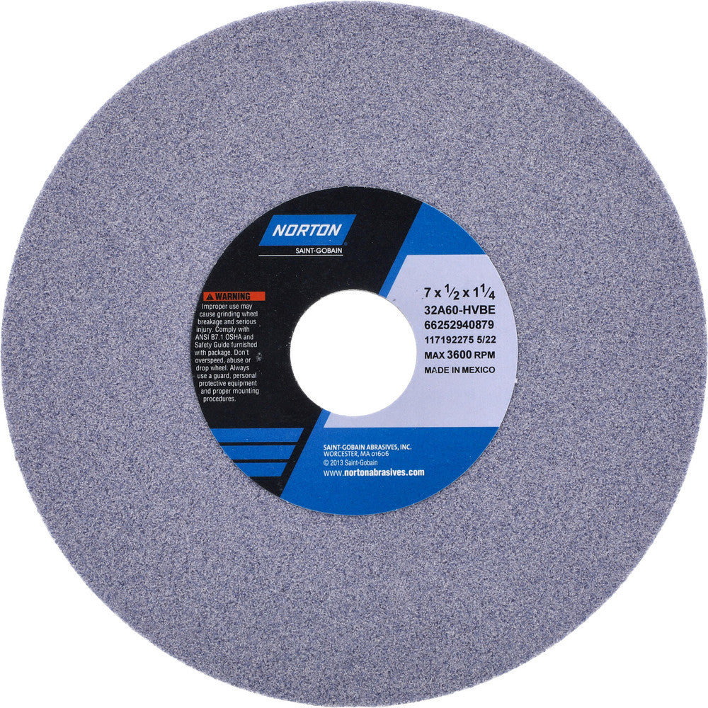 Norton 66252940879 Surface Grinding Wheel 7" Dia, 1/2" Thick, 1-1/4" Hole, 60 Grit, H Hardness